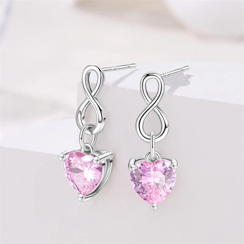 Liora Atelier Infinity Pink Heart Gemstone Drop Earrings