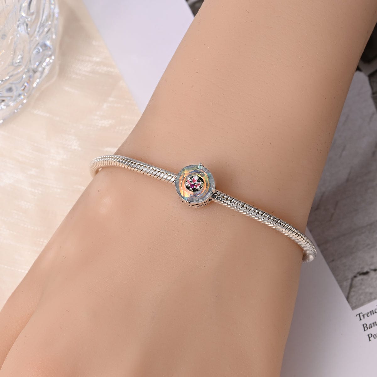 Liora Atelier Iridescent Lotus Crystal Charm