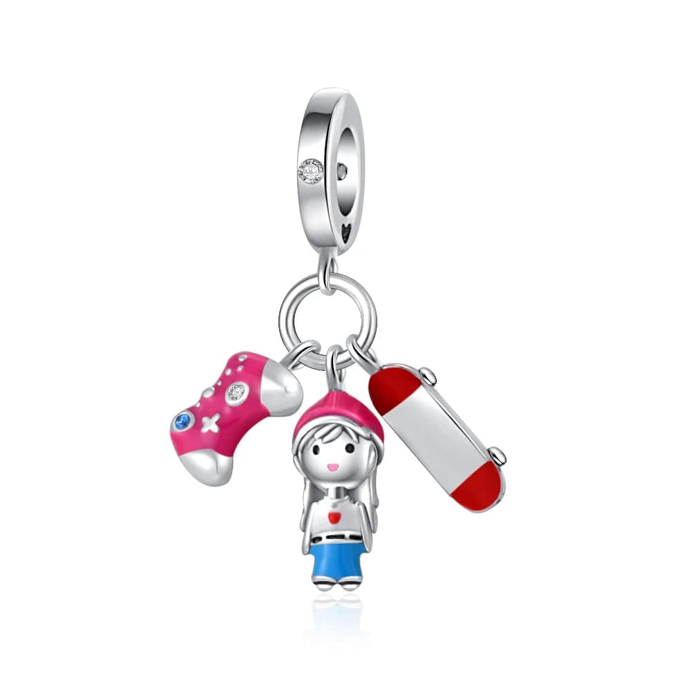 Liora Atelier Joystick Gaming Boy Skateboard Triple Dangle Charm