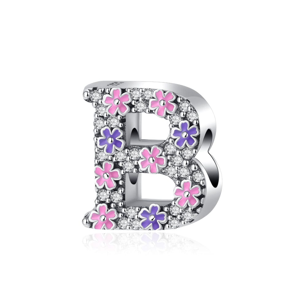 Liora Atelier Pink & Purple Flower Letter A~Z Alphabet Charm