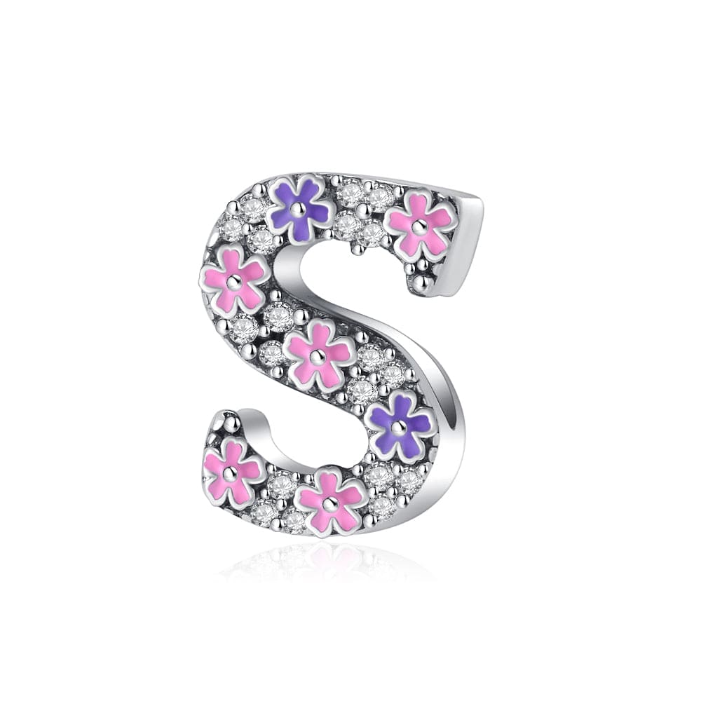 Liora Atelier Pink & Purple Flower Letter A~Z Alphabet Charm