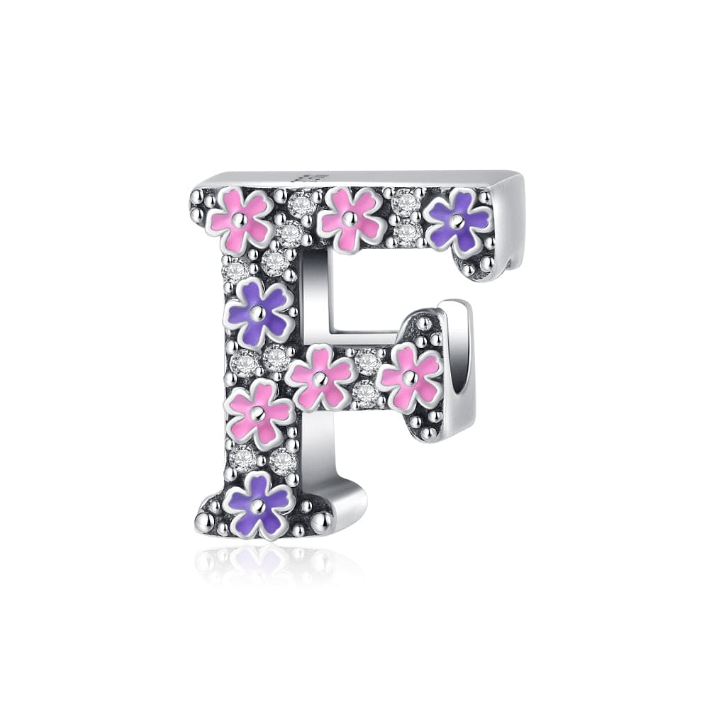 Liora Atelier Pink & Purple Flower Letter A~Z Alphabet Charm