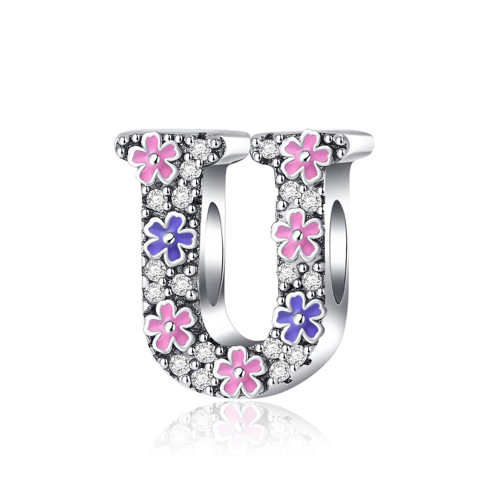 Liora Atelier Pink & Purple Flower Letter A~Z Alphabet Charm