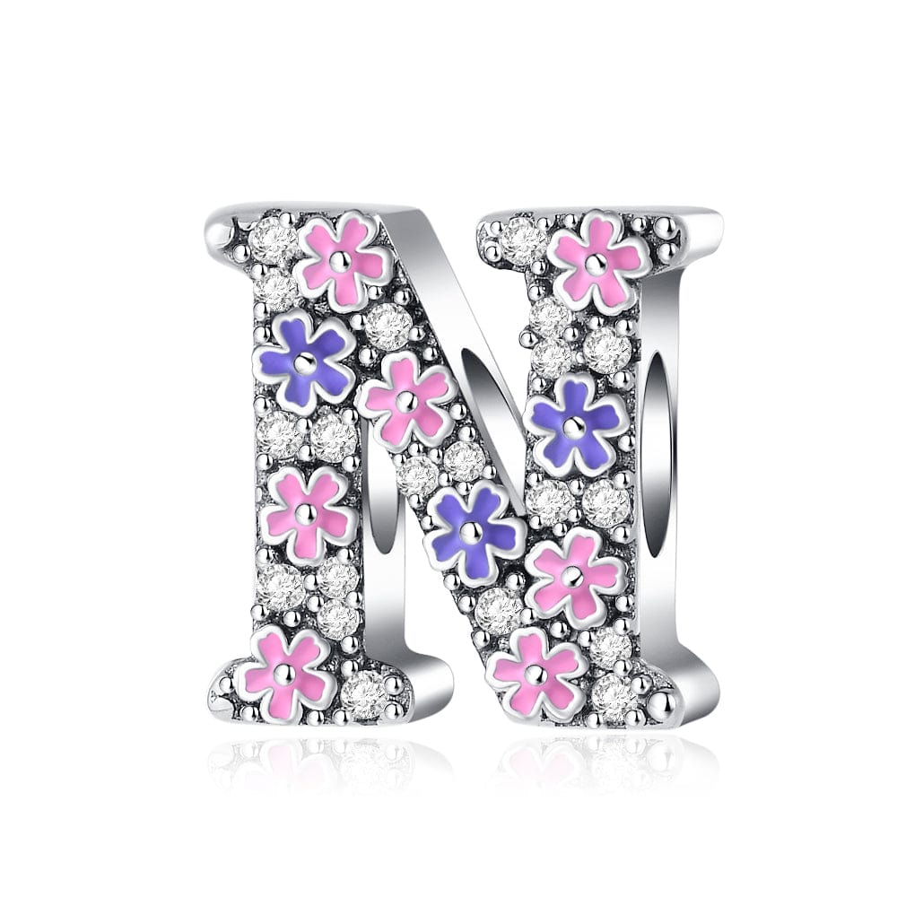 Liora Atelier Pink & Purple Flower Letter A~Z Alphabet Charm