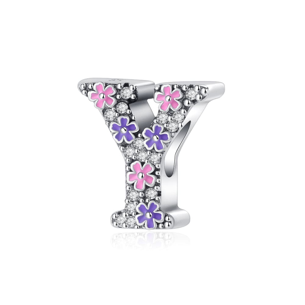 Liora Atelier Pink & Purple Flower Letter A~Z Alphabet Charm