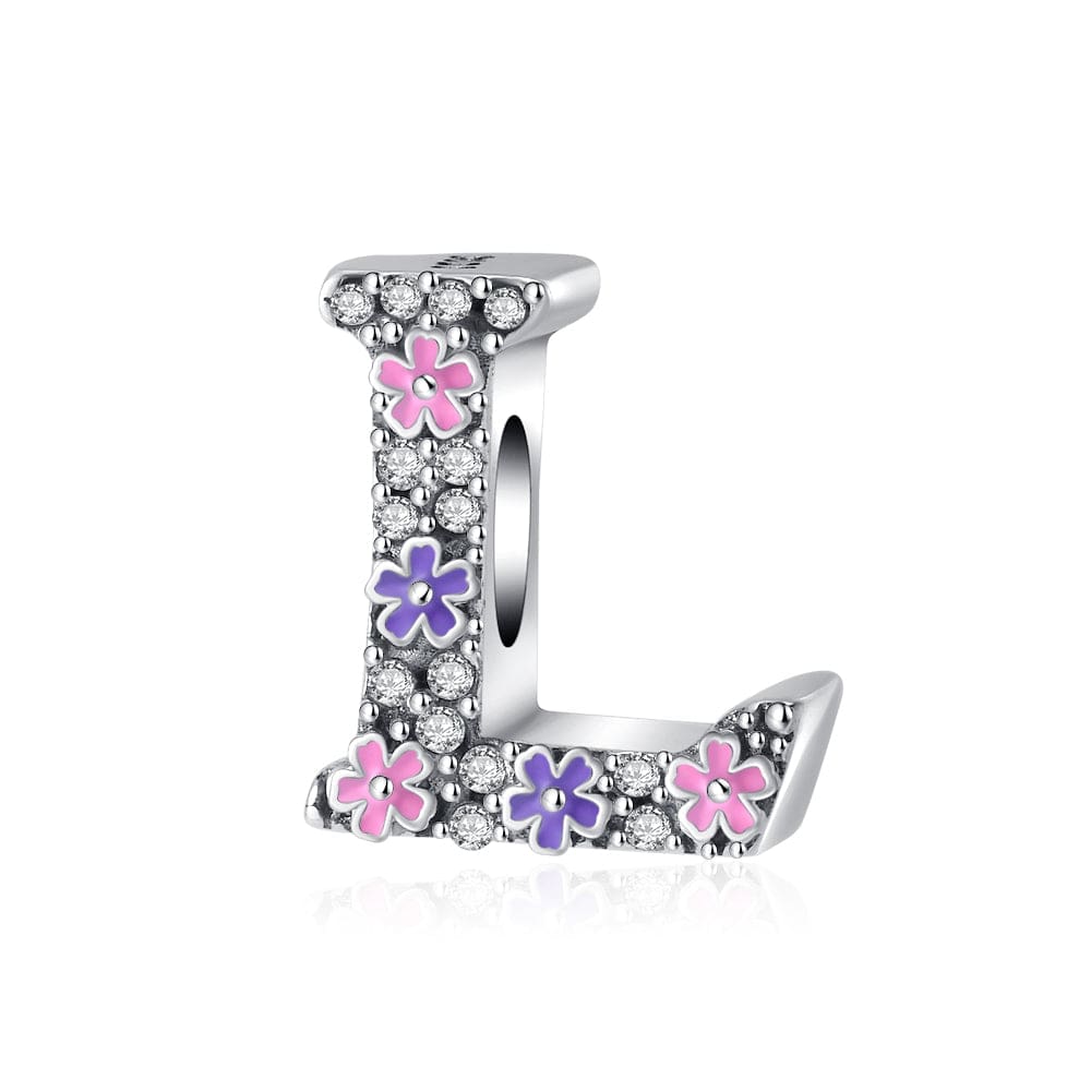 Liora Atelier Pink & Purple Flower Letter A~Z Alphabet Charm