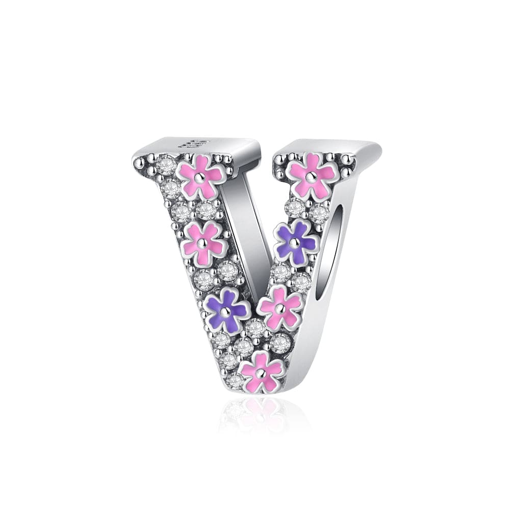 Liora Atelier Pink & Purple Flower Letter A~Z Alphabet Charm