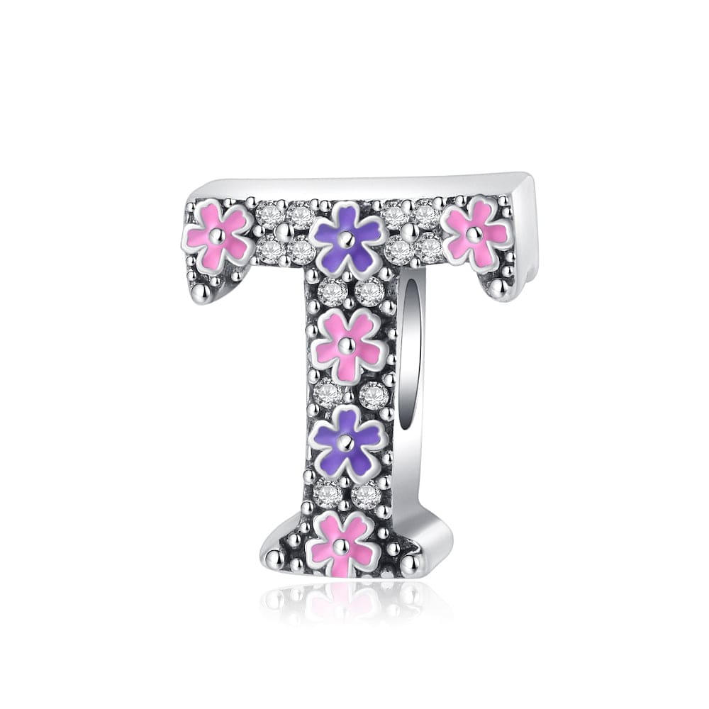 Liora Atelier Pink & Purple Flower Letter A~Z Alphabet Charm