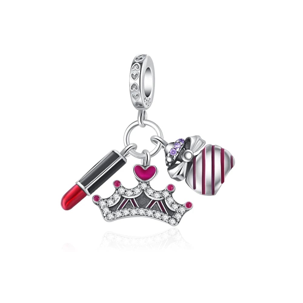 Liora Atelier Lipstick Crown and Ribbon Dangle Charm