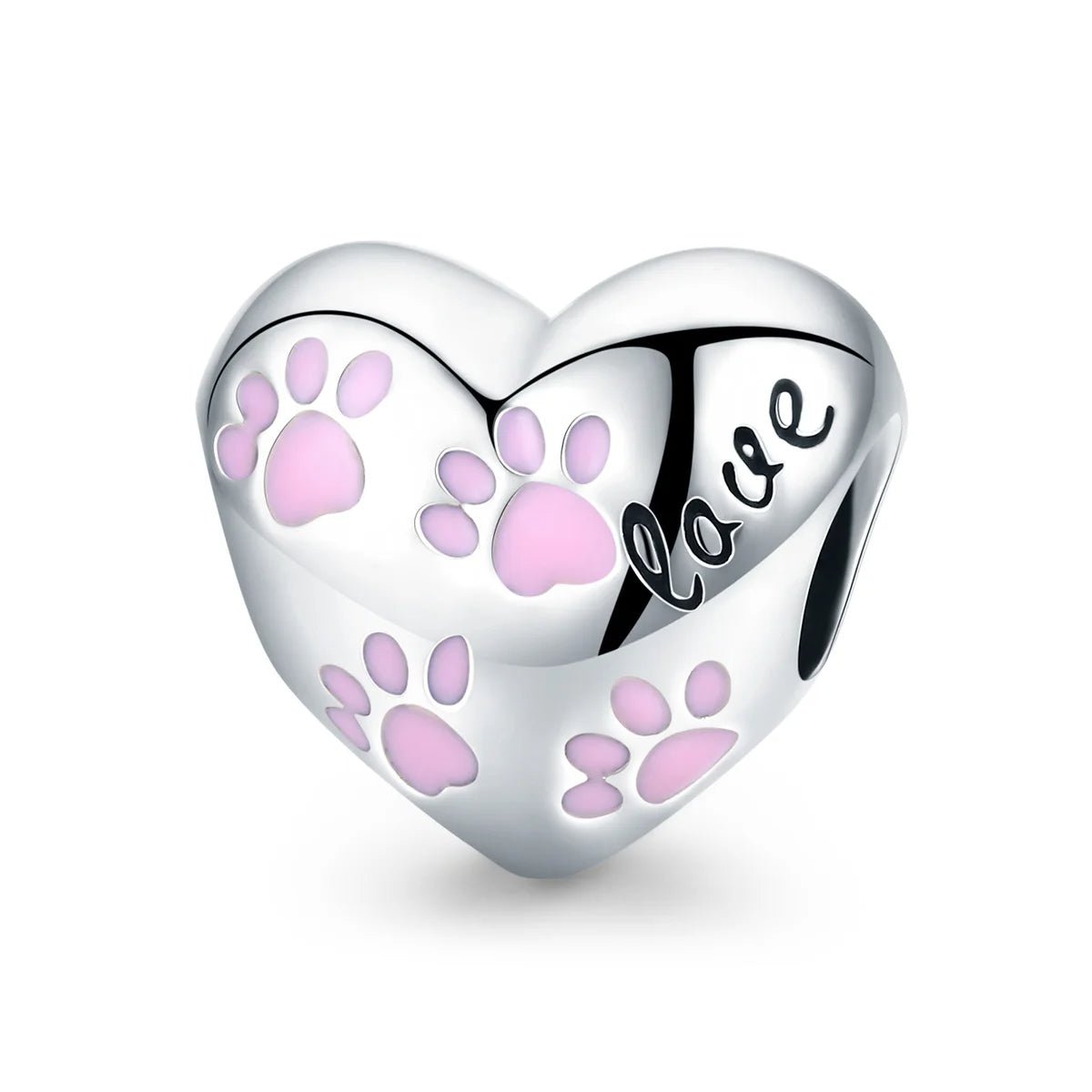 Liora Atelier Love Pink Paw Prints Heart Charm