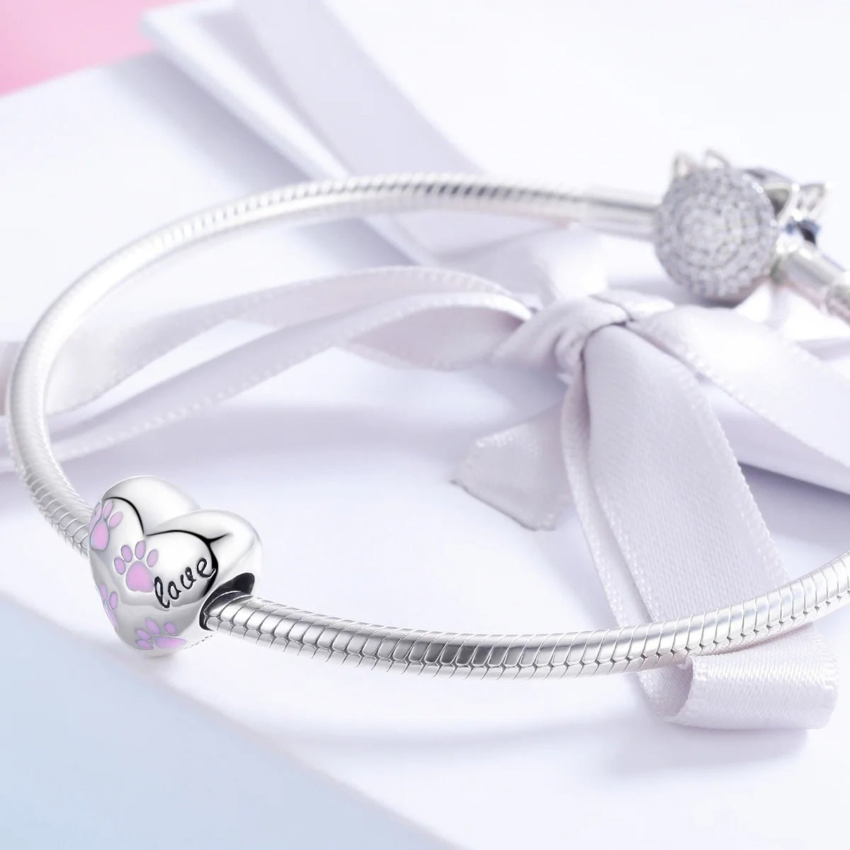 Liora Atelier Love Pink Paw Prints Heart Charm