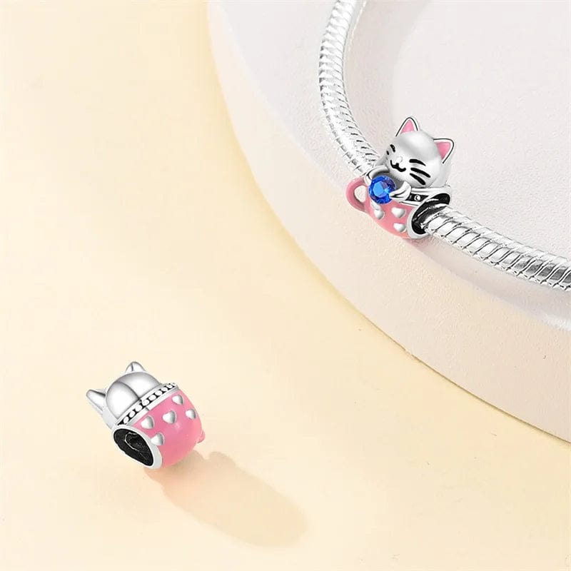 Liora Atelier Lucky Cat Charm with Blue Gemstone
