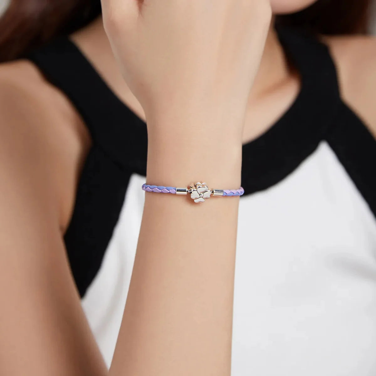 Liora Atelier Lucky Clover Leather Charm Bracelet