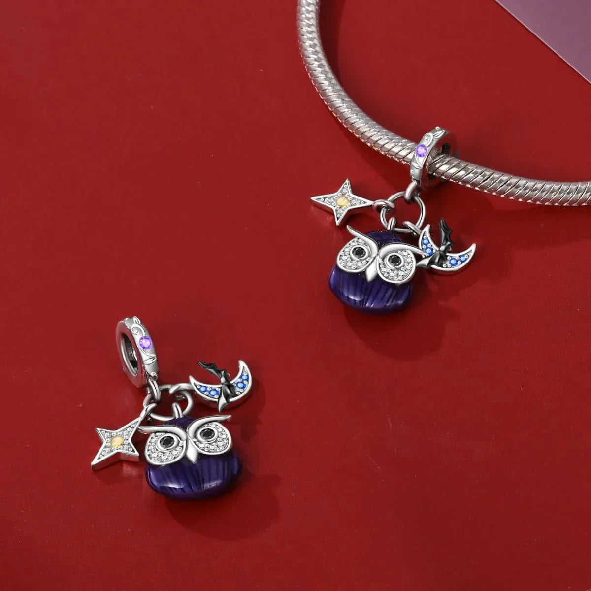 Liora Atelier Luminous Owl Charm with Star & Bat Accents