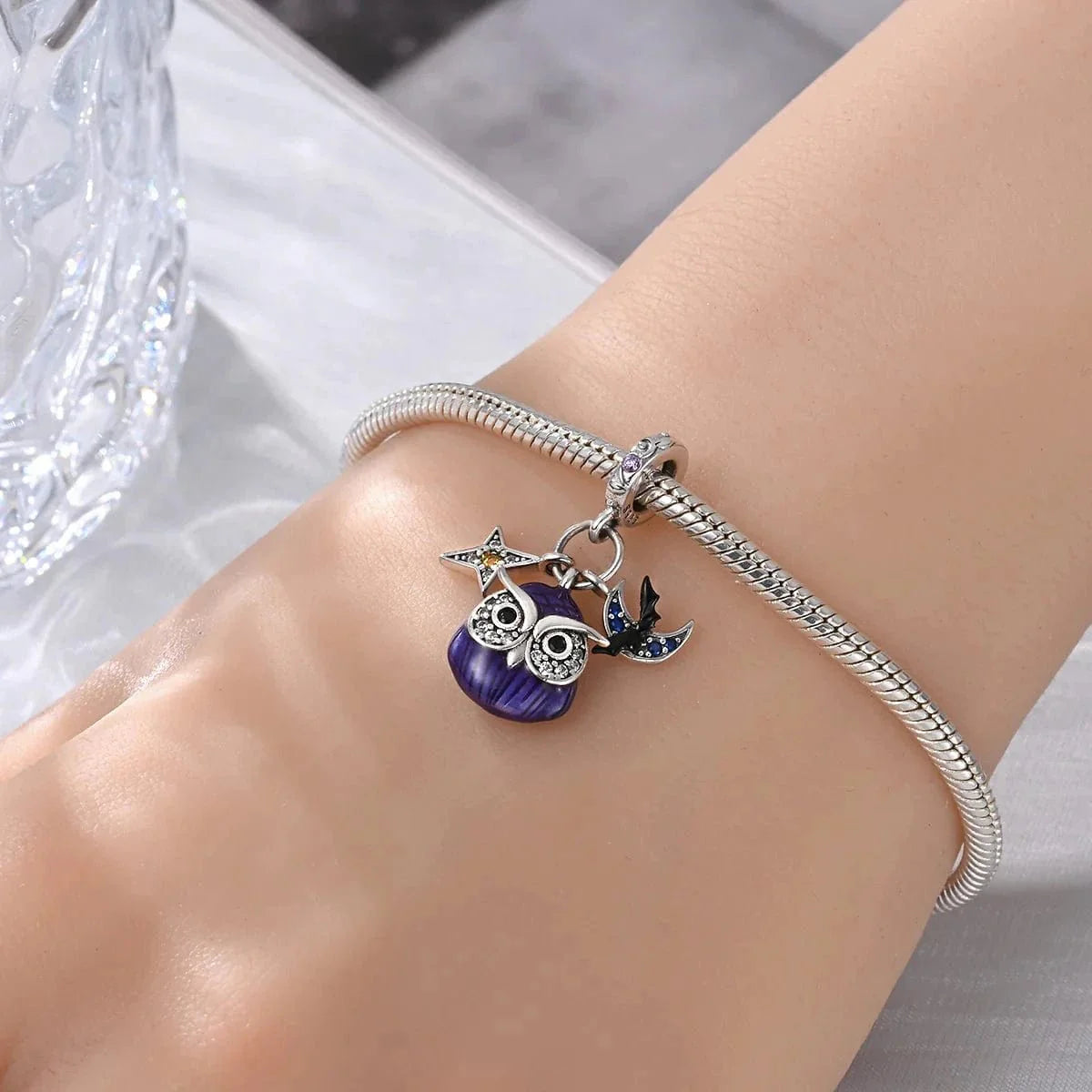 Liora Atelier Luminous Owl Charm with Star & Bat Accents