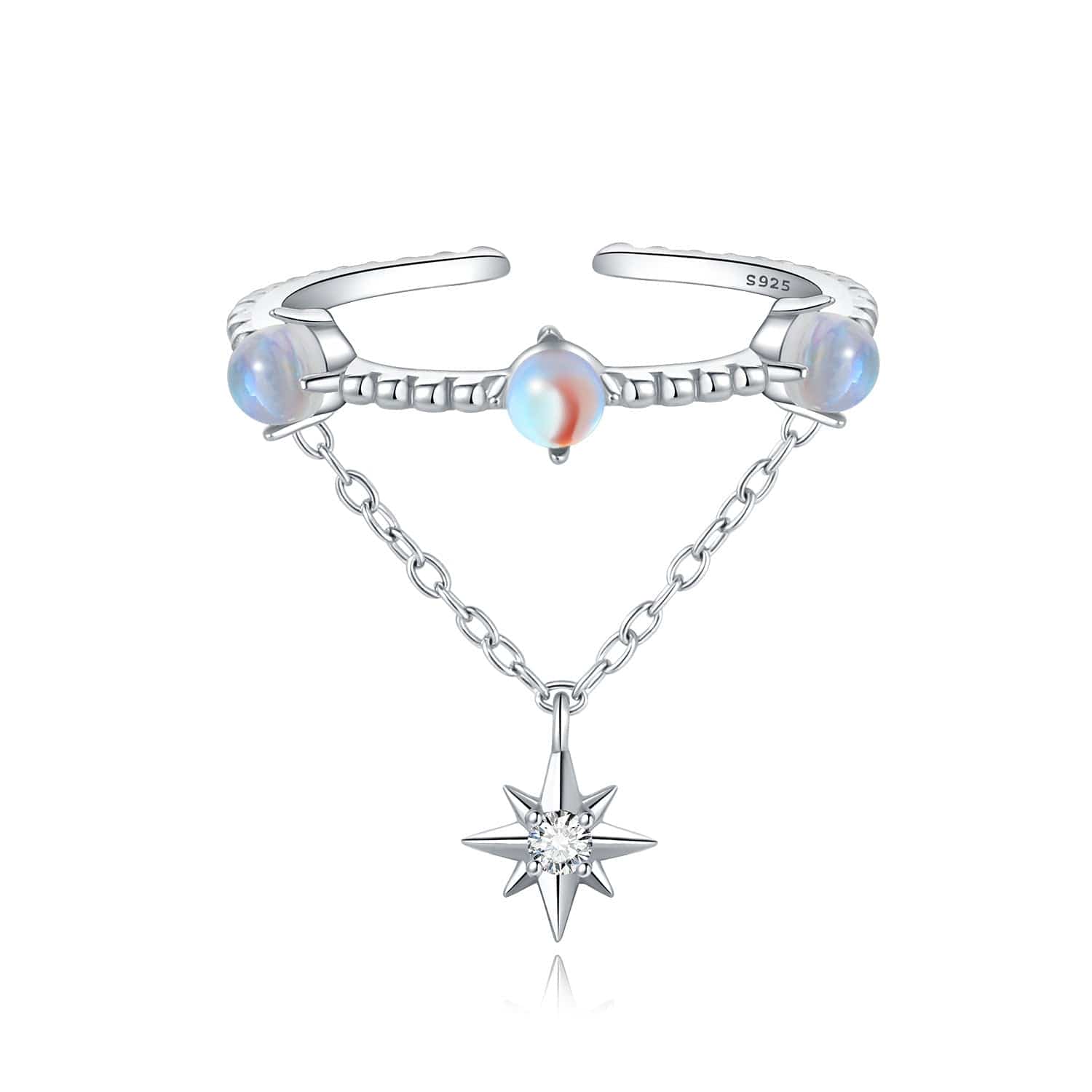 Liora Atelier Lunar Glow Opal and Star Chain Ring