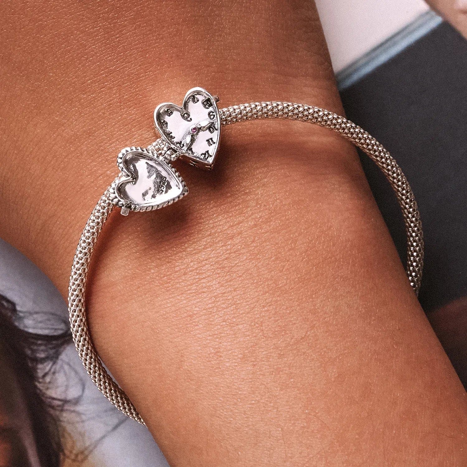 Liora Atelier Mad Hatter’s Clock and Red Checkered Heart Charm