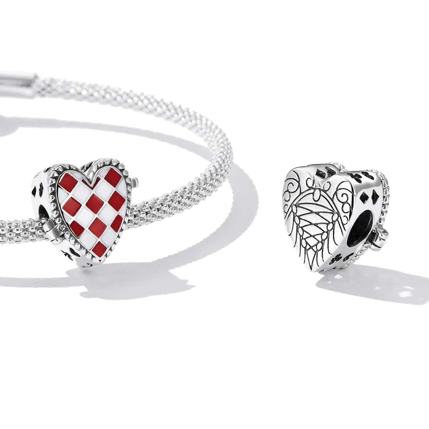 Liora Atelier Mad Hatter’s Clock and Red Checkered Heart Charm