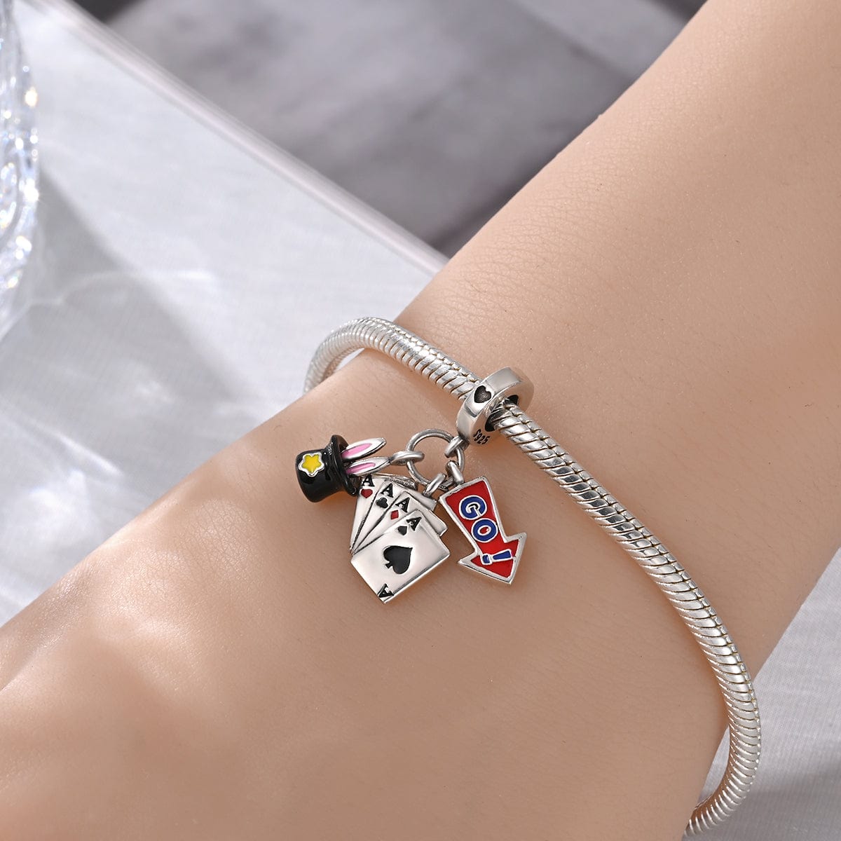 Liora Atelier Magical Hat and Cards Triple Dangle Charm