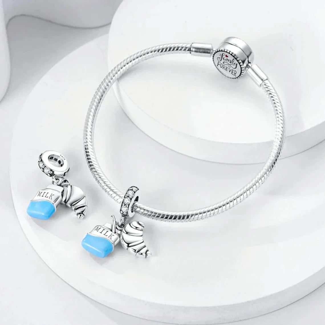 Liora Atelier Milk Carton and Croissant Breakfast Dangle Charm