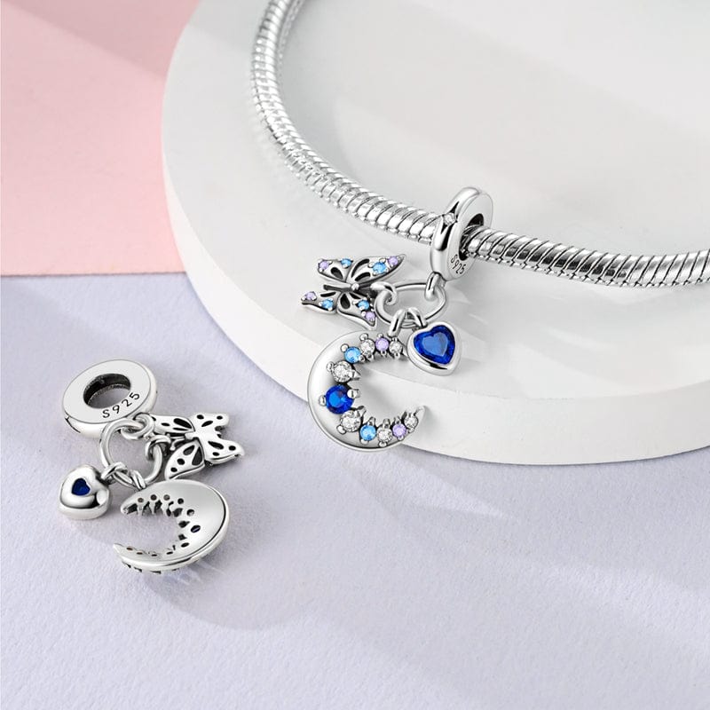 Liora Atelier Mystic Moon, Heart, & Butterfly Triple Dangle Charm