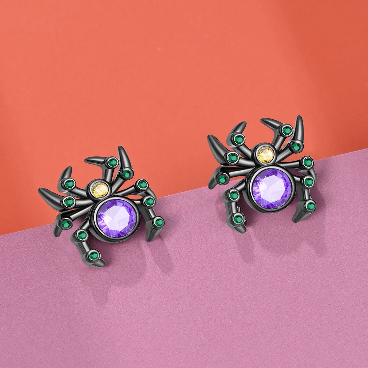 Liora Atelier Mystic Spider Earrings with Purple and Green Gemstones