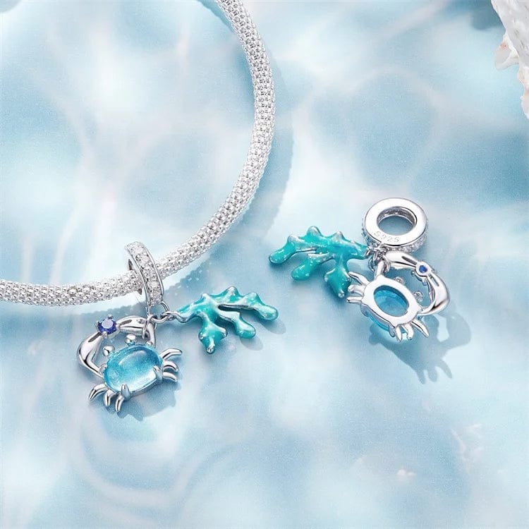 Liora Atelier Ocean Blue Crab with Coral Dangle Charm