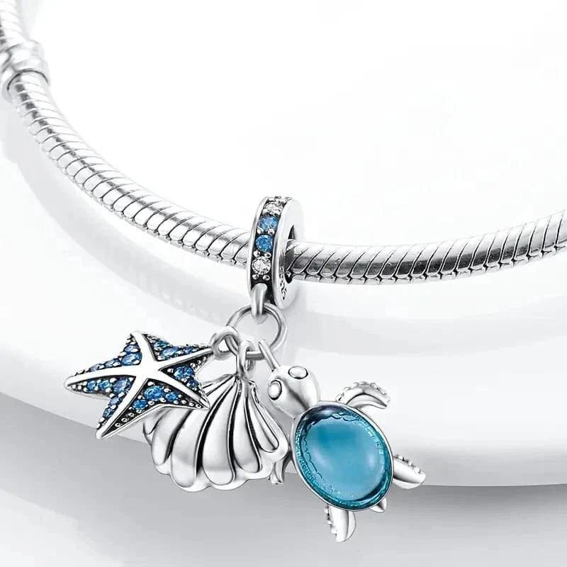 Liora Atelier Ocean Starfish Shell and Sea Turtle Triple Dangle Charm