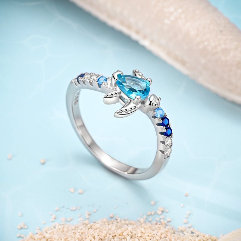 Liora Atelier Ocean Turtle with Blue Crystal Ring
