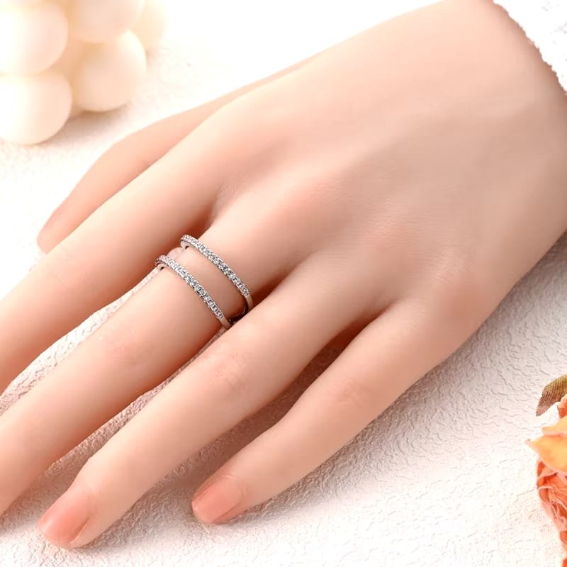 Liora Atelier Parallel Lines Stone, Inlaid Double Layer Hollow Ring