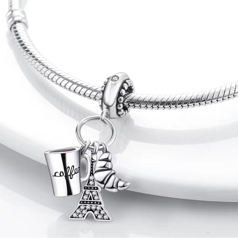 Liora Atelier Paris Eiffel Tower Croissant Coffee France Holiday Dangle Charm