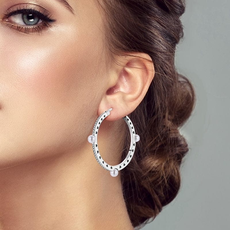 Liora Atelier Pearl Embellished Hoop Earrings