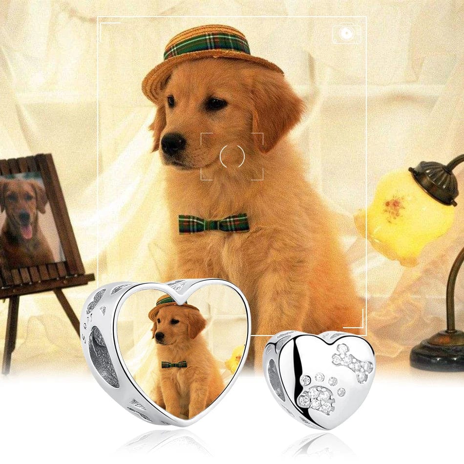 Liora Atelier Personalized Pet Photo & Paw Print Heart Charm