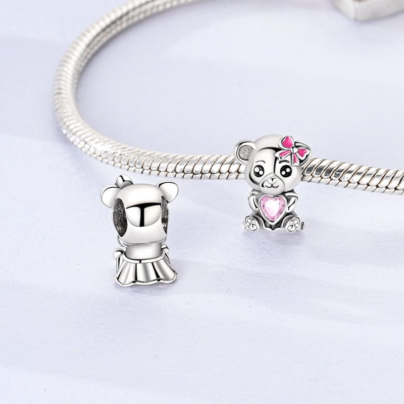 Liora Atelier Pink Bow & Heart Panda Bear Charm