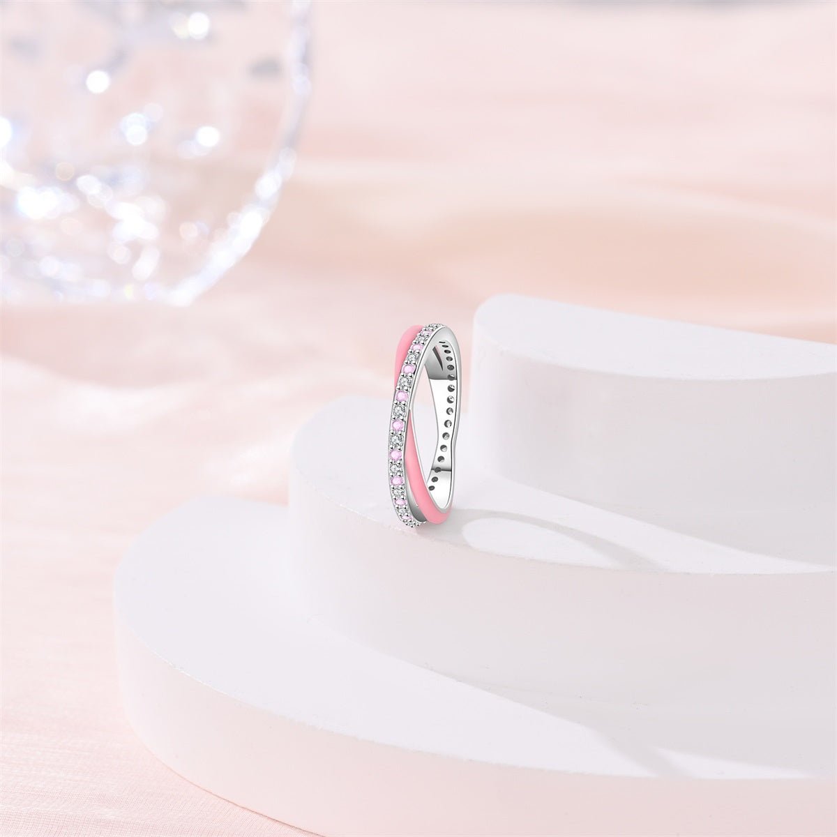 Liora Atelier Pink Enamel & Sparkling Pavé Ring