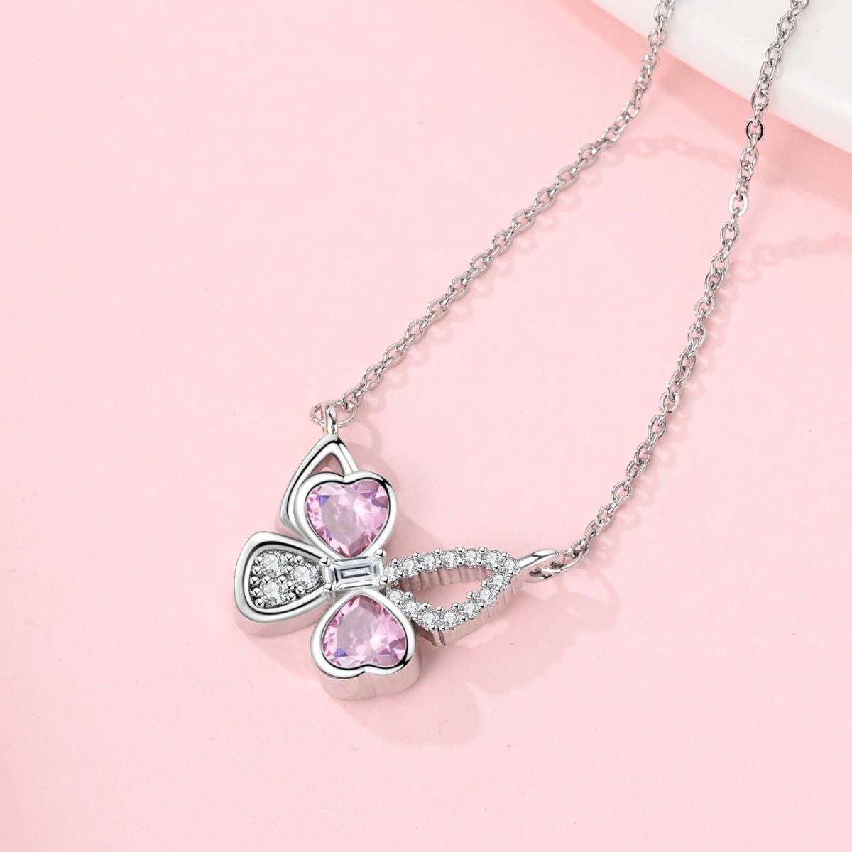 Liora Atelier Pink Heart Butterfly Necklace