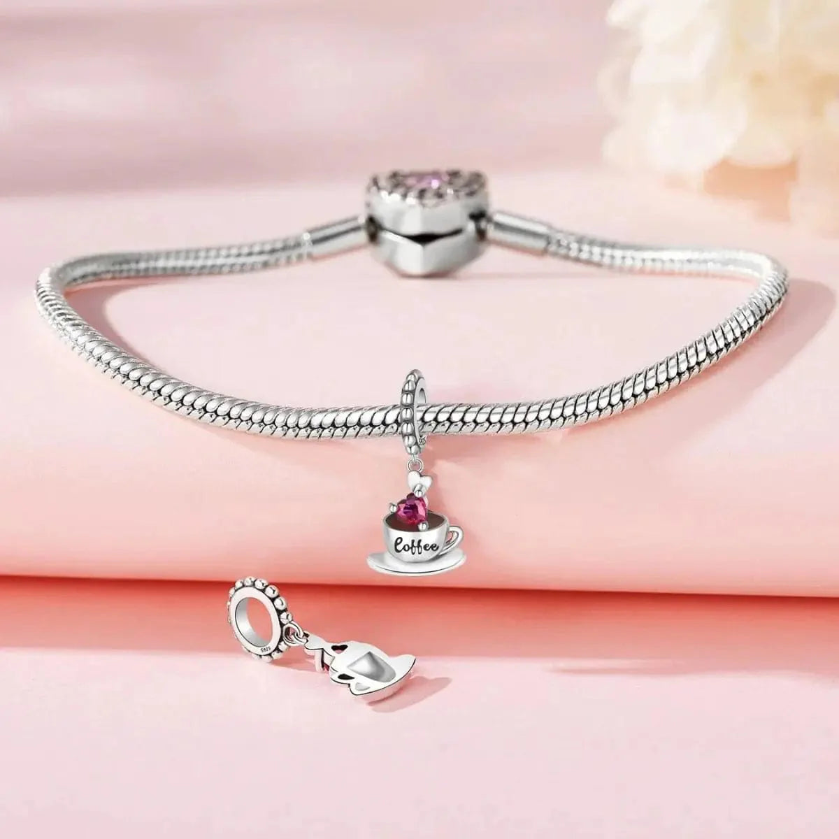 Liora Atelier Pink Heart Coffee Cup Love Dangle Charm