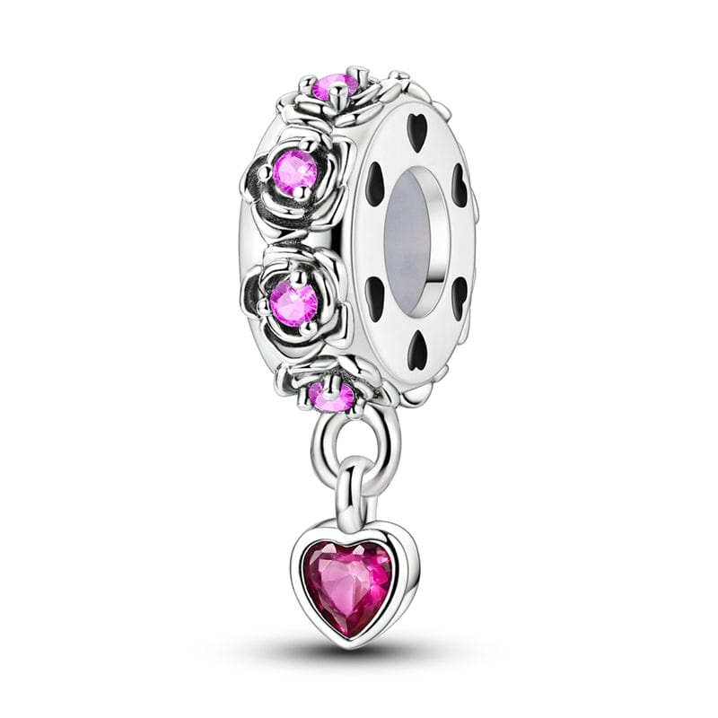 Liora Atelier Pink Heart Rose Petal Dangle Charm