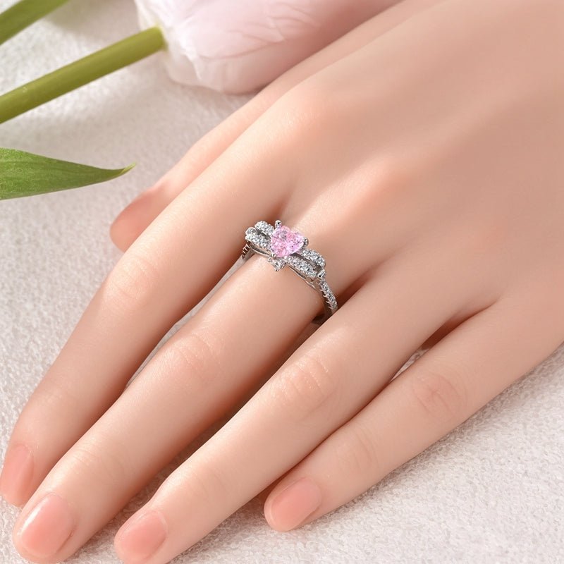 Liora Atelier Pink Heart - Shaped Sparkling Stone Ring