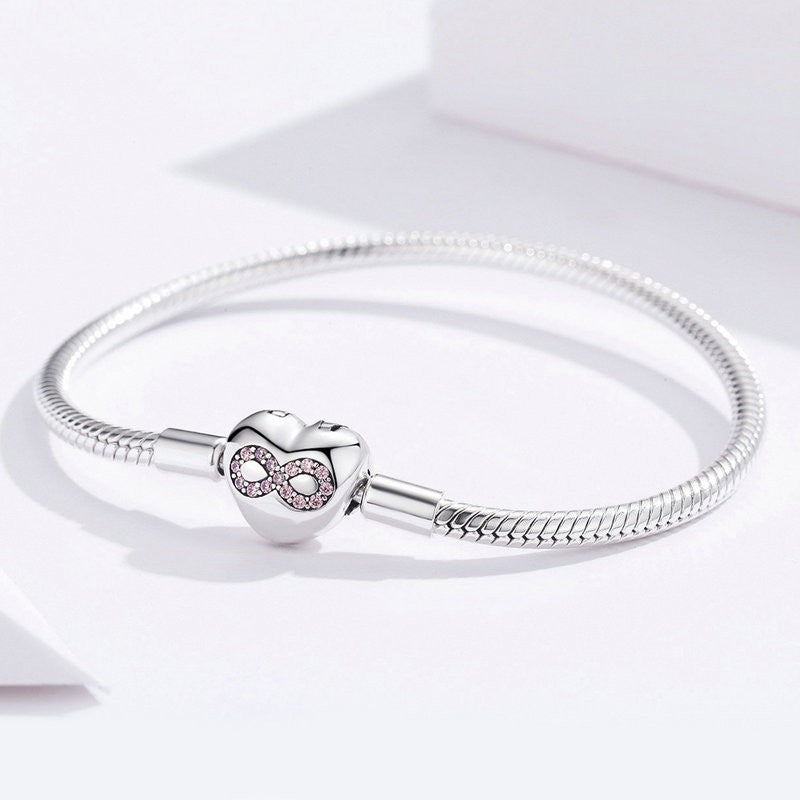 Liora Atelier Pink Infinity Heart Clasp Charm Bracelet
