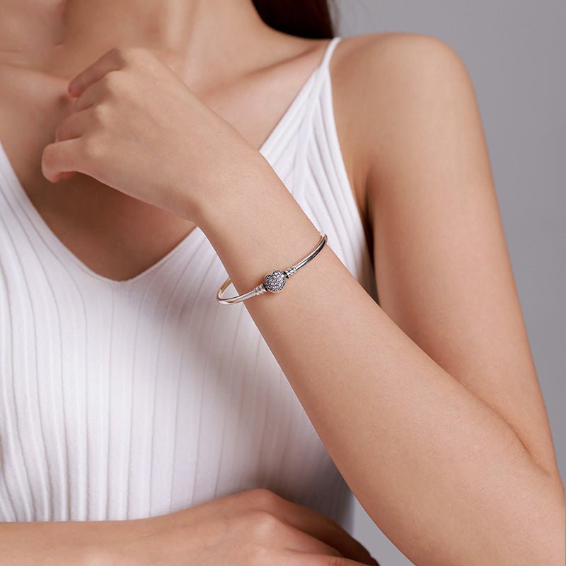 Liora Atelier Pink Pavé Heart Clasp Charm Bangle