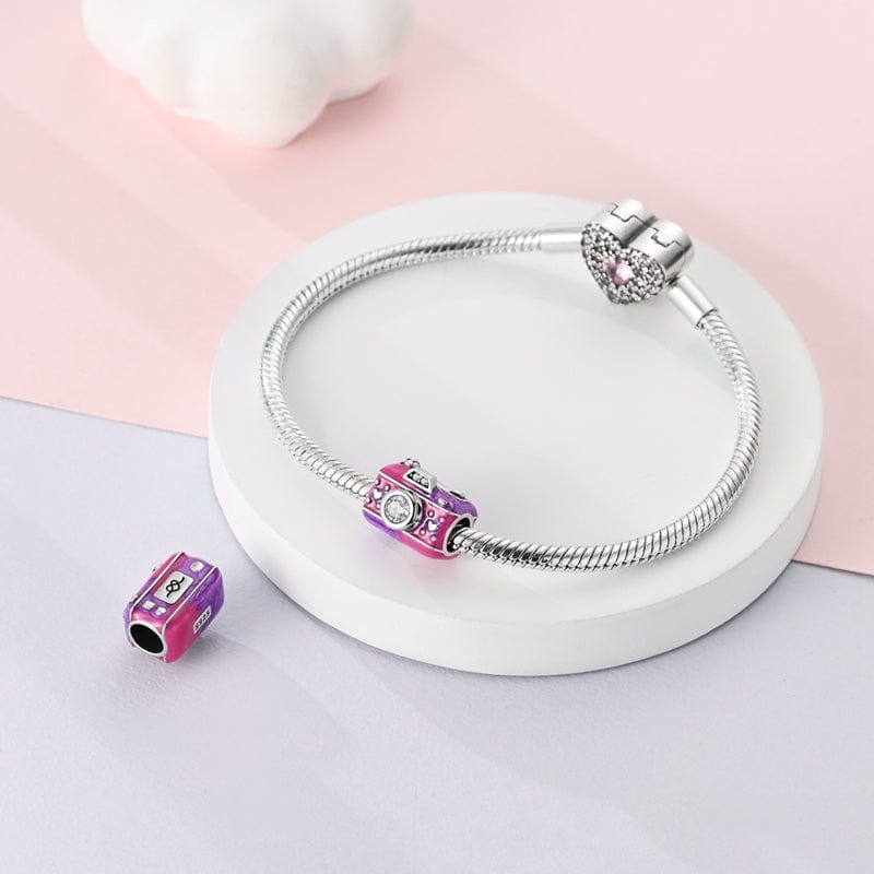 Liora Atelier Pink & Purple Heart - Accented Camera Charm