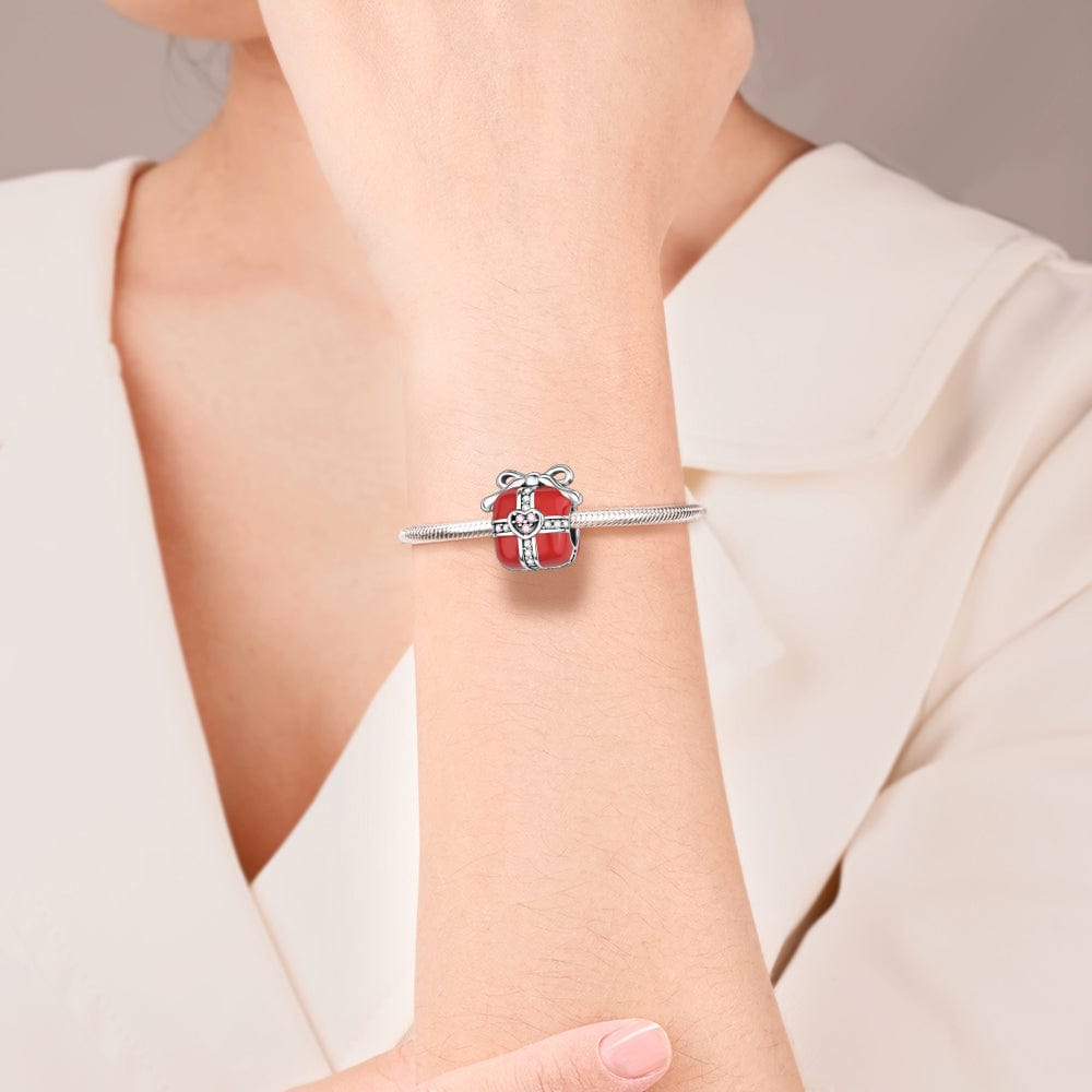 Liora Atelier Radiant Red Gift Box Charm with Heart Accent