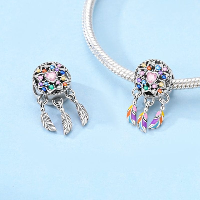 Liora Atelier Rainbow Feather Dreamcatcher Dangle Charm
