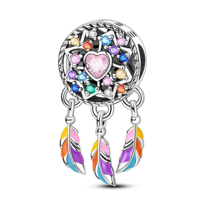 Liora Atelier Rainbow Feather Dreamcatcher Dangle Charm