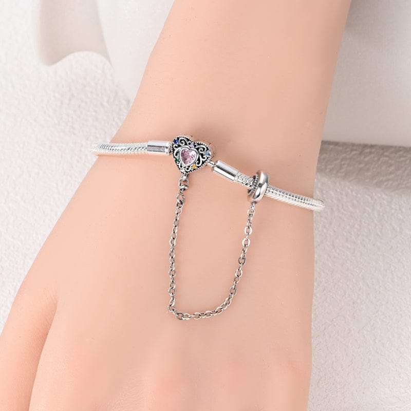 Liora Atelier Rainbow Heart Bracelet with Safety Chain