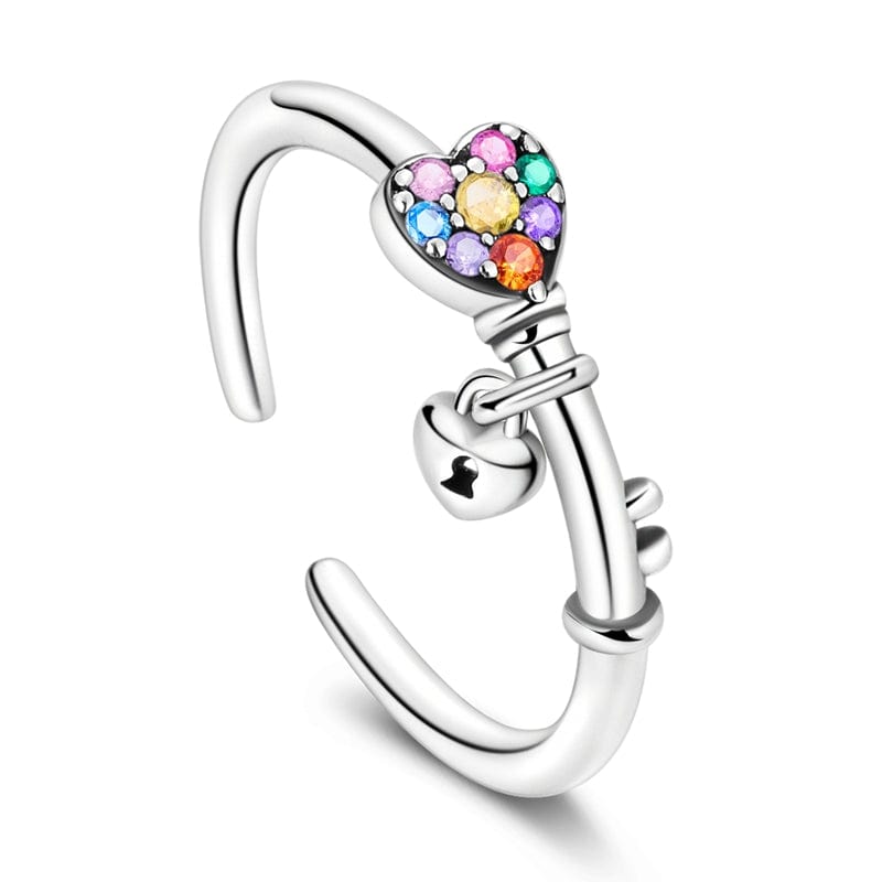Liora Atelier Rainbow Heart & Lock Sterling Silver Adjustable Ring