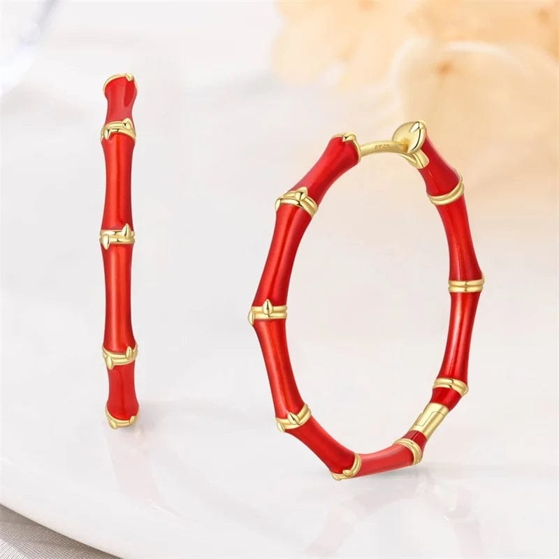 Liora Atelier Red Bamboo Hoop Earrings