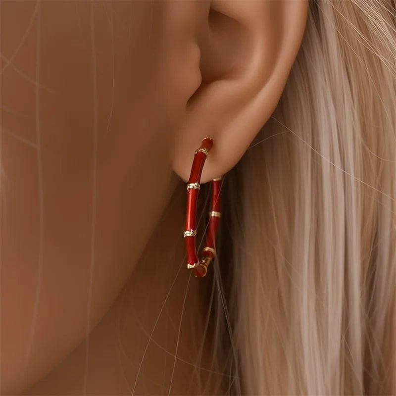 Liora Atelier Red Bamboo Hoop Earrings