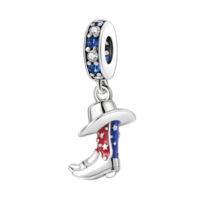 Liora Atelier Red & Blue Cowboy Boots Hat Dangle Charm